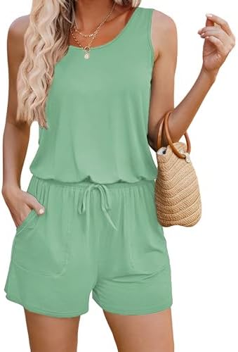 Rompers One Piece Jumpsuit Women's Summer Scoop Neck Sleeveless Tank Top