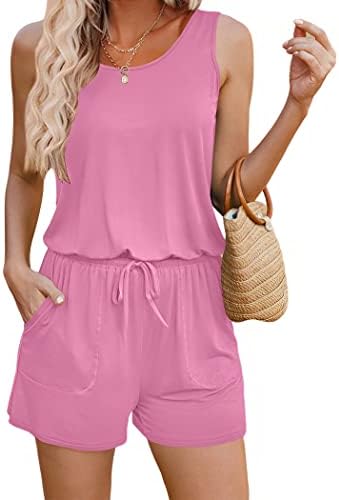 Summer Jumpsuit for Women Casual Sleeveless Tank Top Short Romper with