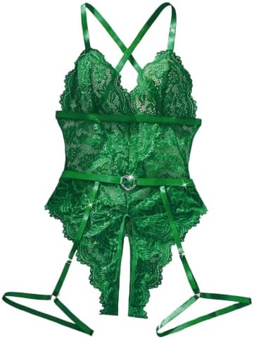 Women's Lingerie Deep V Teddy Lace Bodysuit Garter Lingerie Sets