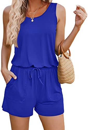 Women Summer Rompers Casual Loose Sleeveless Jumpsuit Tank Top Rompers with